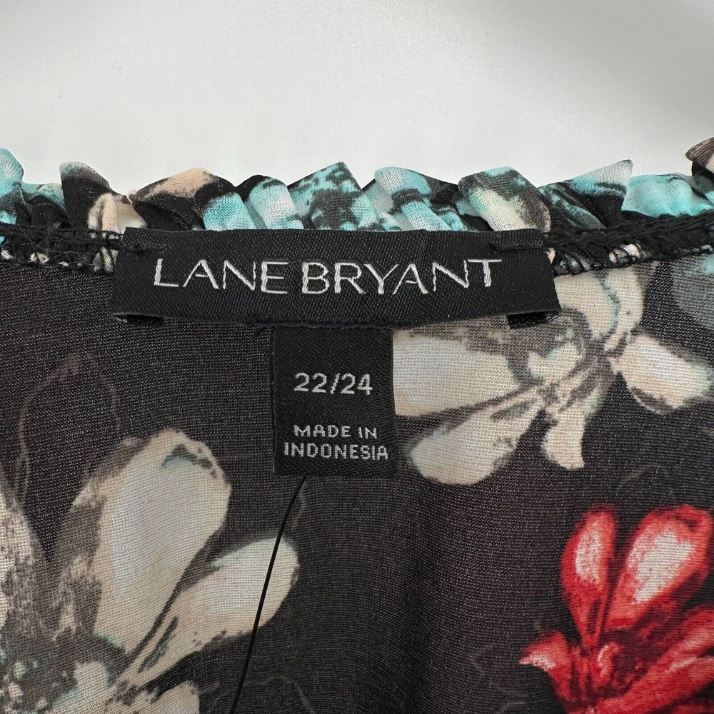 Lane Bryant Tunic Top Shirt Blouse Size 22‎ 24 Sheer Floral Smocked Stretch New - Picture 10 of 12